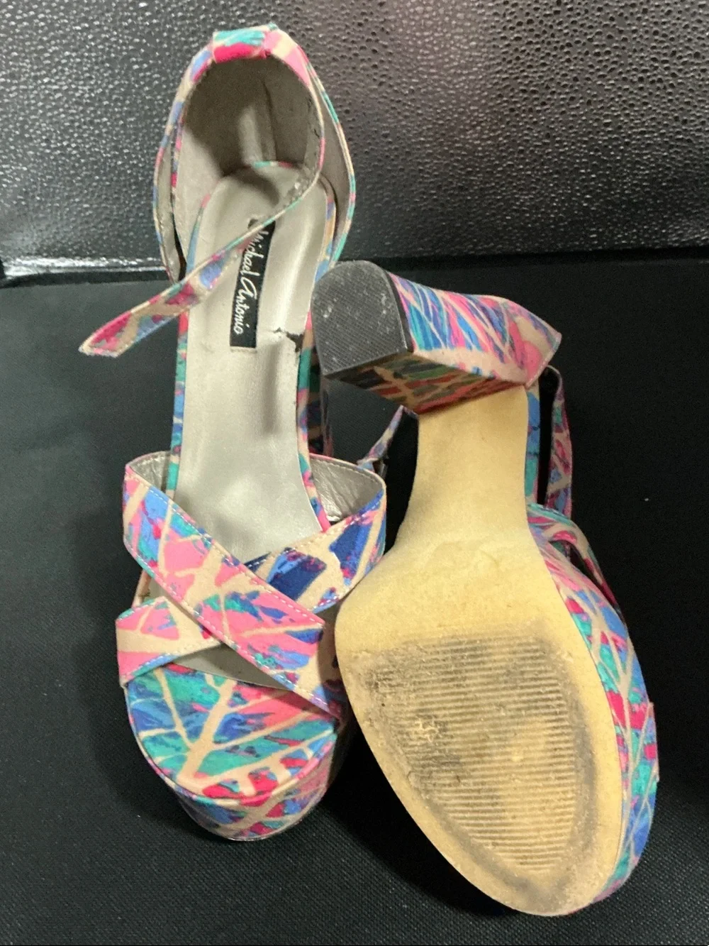 Michael Aram Multicolor Pink Blue Platform Sandals